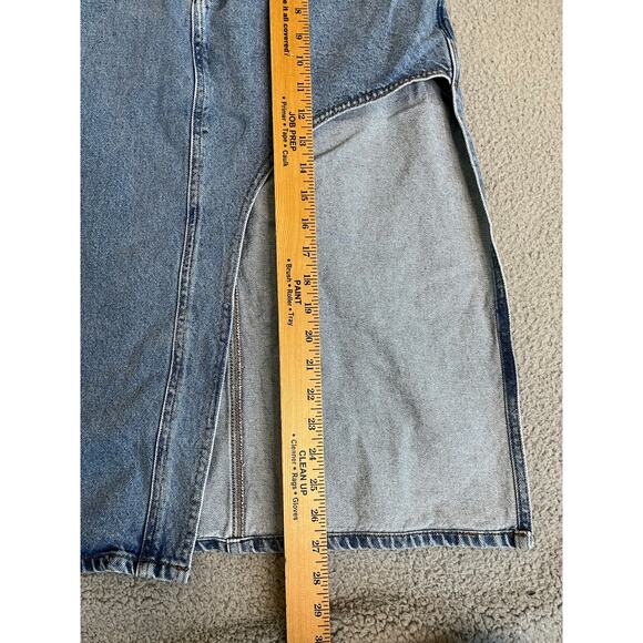XLove Jean Skirt Medium Asymmetric High Low Slit Midi Mini Denim Grunge 90s Y2K - Picture 9 of 12